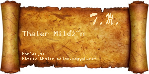 Thaler Milán névjegykártya